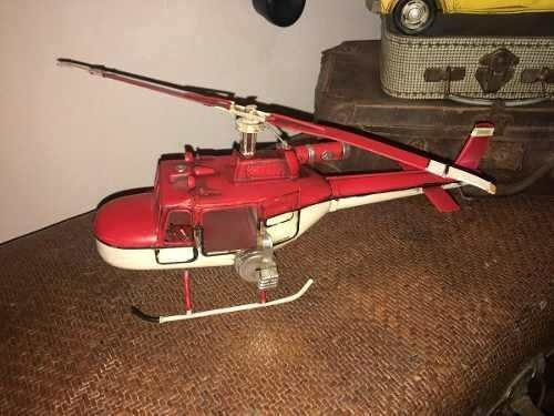 Helicóptero Tipo Antiguo Adorno Chapa Retro Vintage