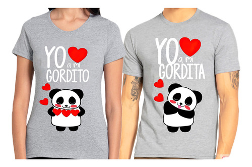 Poleras Duo Algodón Pareja Día Enamorados Gordito Y Gordita