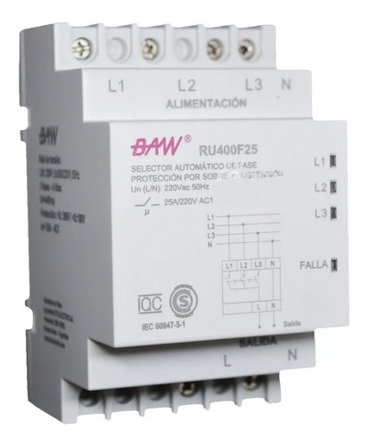 Selector Automático De Fase Baw 25a Protector Tensión 