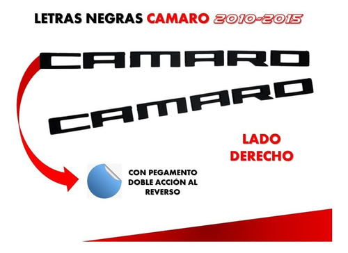 Emblema Lateral Negro Compatible Con Camaro 10-15 Derecho