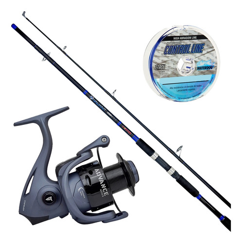 Combo Caster Reel Grande Rio Mar + Caña Pesca 2.70m + Nylon