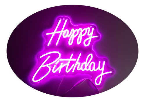 Letrero Led Neon Happy Birthday Para Fiestas De Cumpleaños Rosa