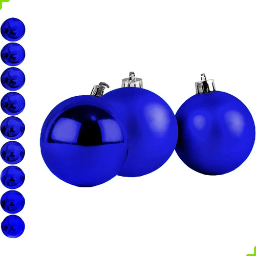 Bola De Natal Vermelha Lisa Pacote C/12 Bolas 6cm Chibrali Cor Azul