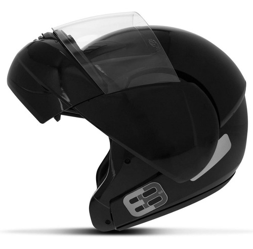 Capacete Escamoteável Ebf E8 Tipo Robocop Preto Brilhante