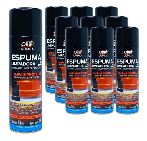 Kit 10 Limpa Estofado Espuma Multiuso Aerossol 300ml