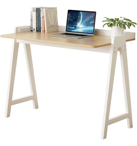Popyd White Wood Desk, Wooden Vanity Desk For Small Space Sa