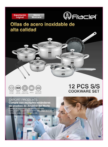 Batería Cocina 12p Acero Inoxidable Inducción Sienna Fraciel