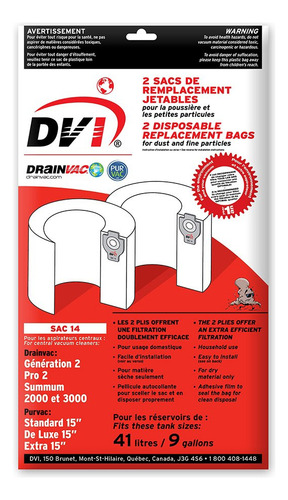 Drainvac Sac-14 Papel Central Bolsa Para Aspiradora 1