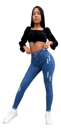 Jeans Chupin Elastizado Perfecto Mujer Ana Clara Tiro Alto