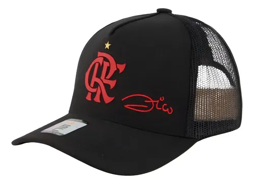 Boné Flamengo Aba Curva Licenciado Ajustável Zico Cor Preto Tamanho Un
