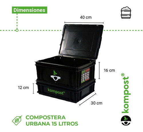 Imagen 6 de 10 de Compostera Urbana Balcón Lombrices Compost 15 L + Envío