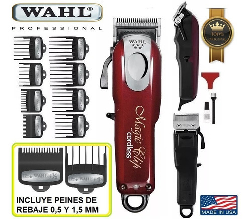 Corta Pelo Wahl Inalambrica+peines Rebaje 0,5/1 Mm Original