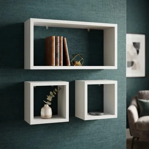 Kit 3 Nichos MDF Branco 50x25 e 20x20 | Prateleira Decorativa de Parede Para Sala Quarto Cozinha | Organize e Decore com Estilo