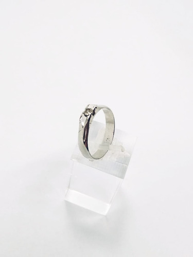 Anillo De Oro Blanco Laminado 18k Con Cristal Mujer Rommanel