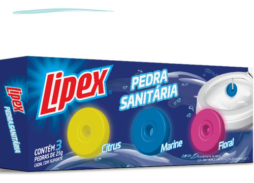 3 Pedra Sanitária Detergente Limpa Perfuma Banheiro Lipex