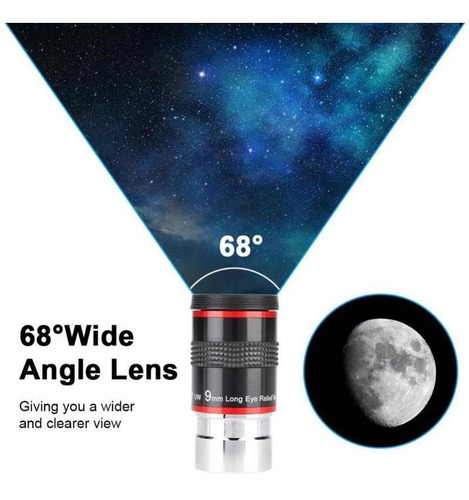 Imagen 6 de 10 de Ocular Lente Super Plossl Para Telescopio 68° Uw 9mm 1,25