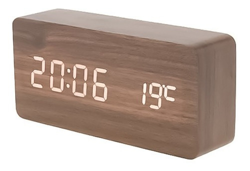Reloj Despertador Digital De Madera Luz Lcd Pilas Y Usb 1299