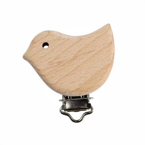 Broche Porta Chupete Montessori Madera Haya Natural Cocodril