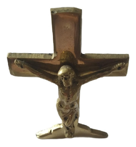 Cristo Con Cruz De Bronce Pulido De 6 X 9 Cm
