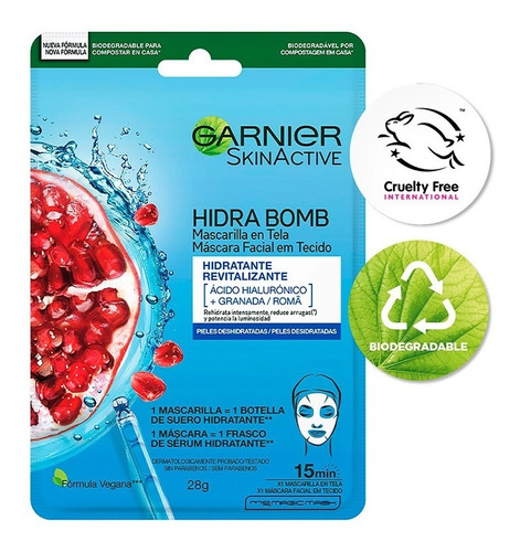 Mascarilla Garnier Hidra Bomb Revitalizante Hidratante 28g