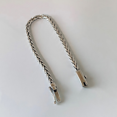 Pulseira Grumet 1x1 Palmeira Prata 925 Maciça F Gvt 4mm Bali Cor Prateado Diâmetro 7 Cm