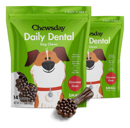 Dental Dog Chews Chewsday Cinnamon Clean Daily Para Perros P