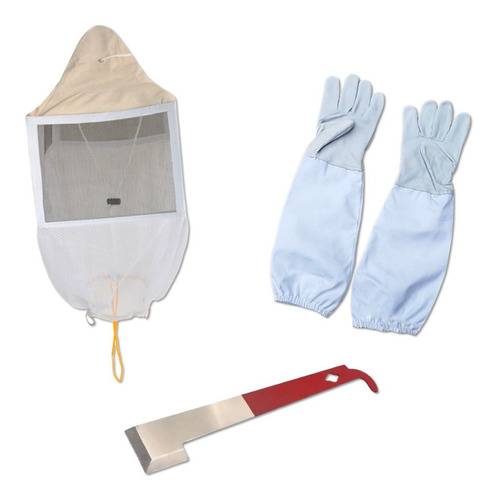 Kit Sombrero Protector Guantes Y Cuña Para Apicultura