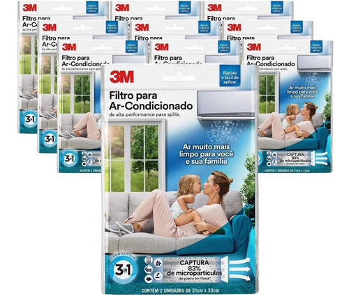 Kit Filtros Ar Condicionado Split - 3m Kit C/10 Pacotes