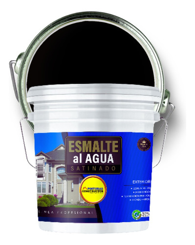 Esmalte Al Agua Satinado Negro Tineta 20lts