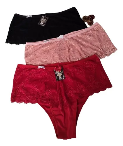 comprar Kit Com 5 Calcinhas Plus Size,renda,luxo,oferta
