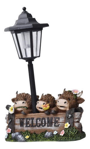 Estatua De Vacas De Jardín Solar Light Resin Sculpture