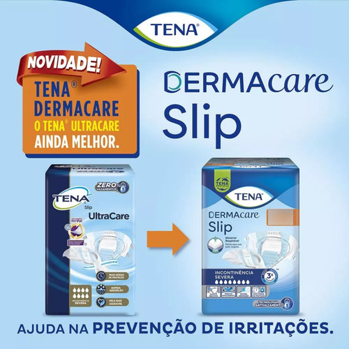 Kit 2 Fraldas Geriátrica Tena Dermacare Slip Jumbo 16 Und.