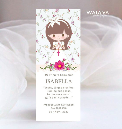 Imagen 6 de 10 de Estampas Primera Comunión Tarjetas Nenas Señalador X 3u