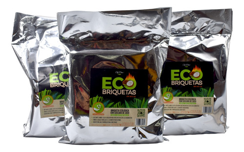 Briquetas Cascara De Coco Bolsas Premium Ecólogica 6kg