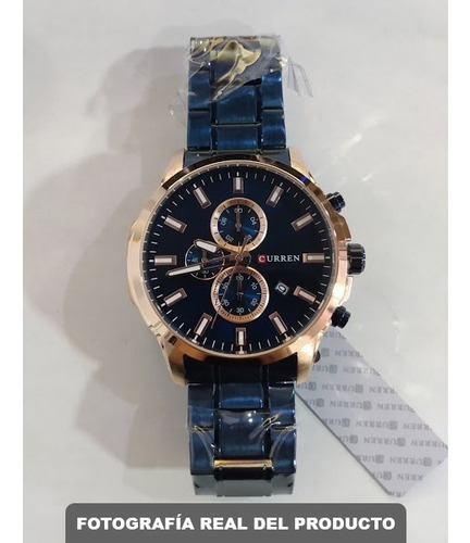 Reloj Elegante Para Caballero Azul Oro - Análogo