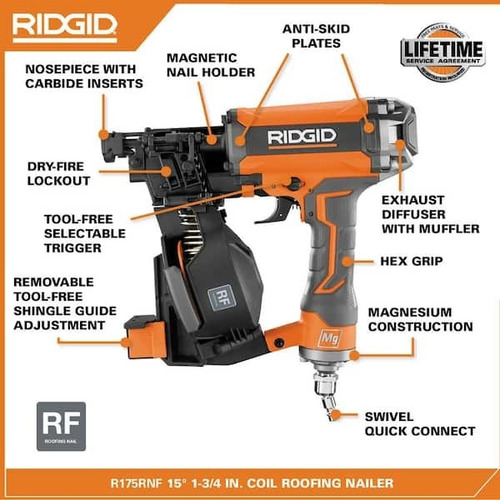Ridgid Clavadora Neumática Para Roofing Techos R175rnf (Usado)