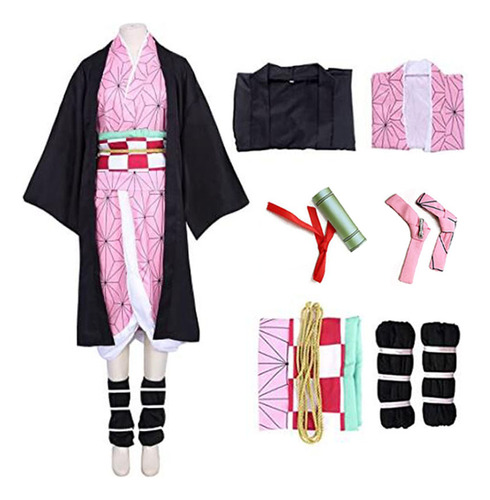 Kit De Ropa De Cosplay Demon Slayer Nidouko Girl Cloak, 6 Un