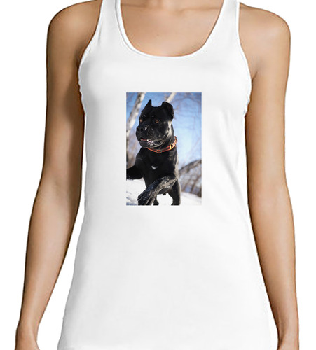 Musculosa Mujer Perros 2 Marron Oscuro Blanco Frente