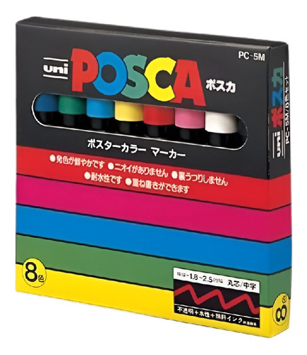 Marcador Posca Pc-5m Colores ( 8 Colores )