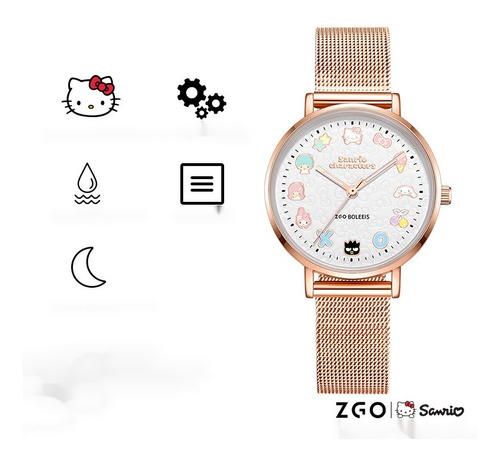 Reloj Sanrio Original Auténtico De Hello Kitty, Resistente A