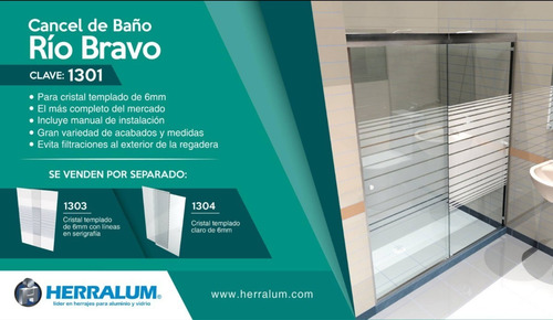 Imagen 1 de 1 de Cancel De Baño Corredizo Rio Bravo Herralum