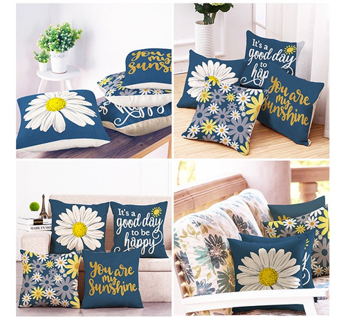 4 Fundas De Almohadones Sin Relleno De 45 X 45 Cms