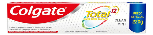 Pasta de dentes Colgate Total 12 Clean Mint  em creme