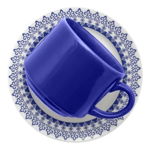 Taza Con Plato Para Te Cerámica 200ml Brasilera Oxford