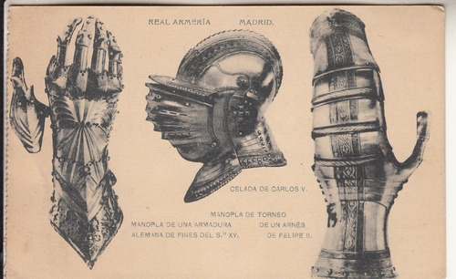 Antigua Postal De Real Armeria De Madrid Manoplas Y Celada