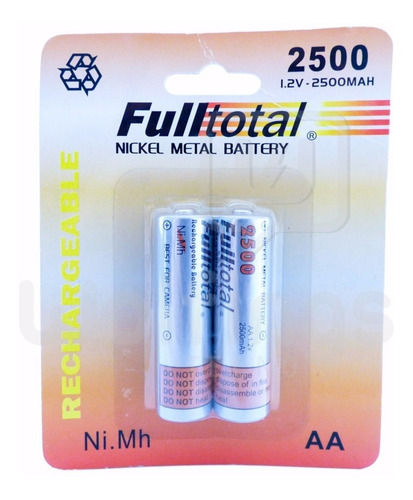 2 Pilas Aa Recargables 2500 Mah Juguetes Luces Controles 