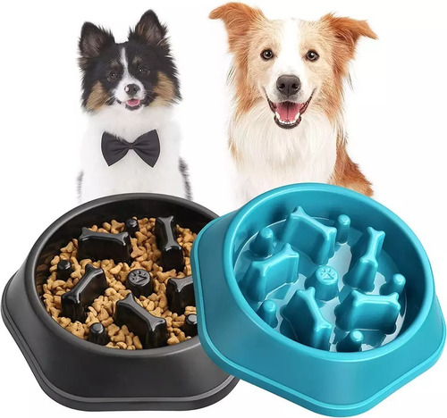 Imagen 3 de 3 de Plato Bowl Antiansiedad Perros Gatos Come Lento
