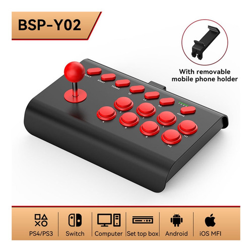 Fighting Joystick For Pc Y Consolas Juego Retro Negro Rojo