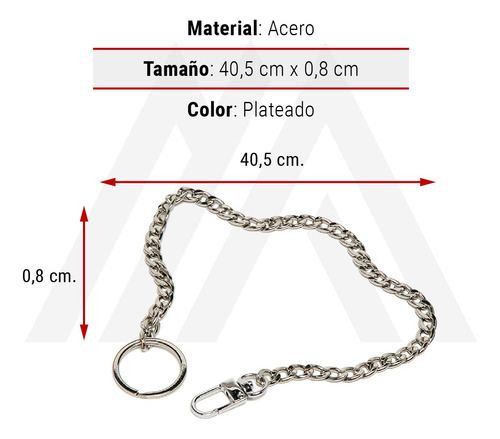 Imagen 7 de 10 de Cadena Llavero De Metal Para Llaves O Billeteras Color Plata