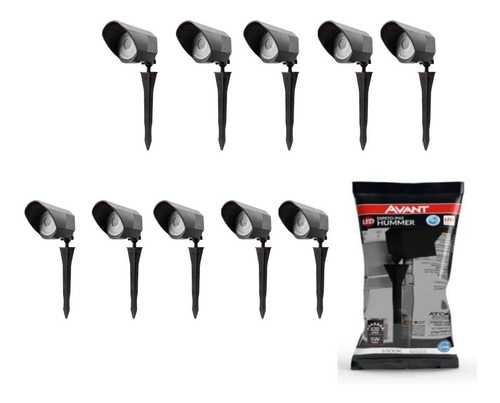 Kit Com 10 Espetos De Led Jardim 5w Avant Prova D'água Cor Da Luz Branco-frio Cor Da Carcaça Preto Voltagem 110v/220v